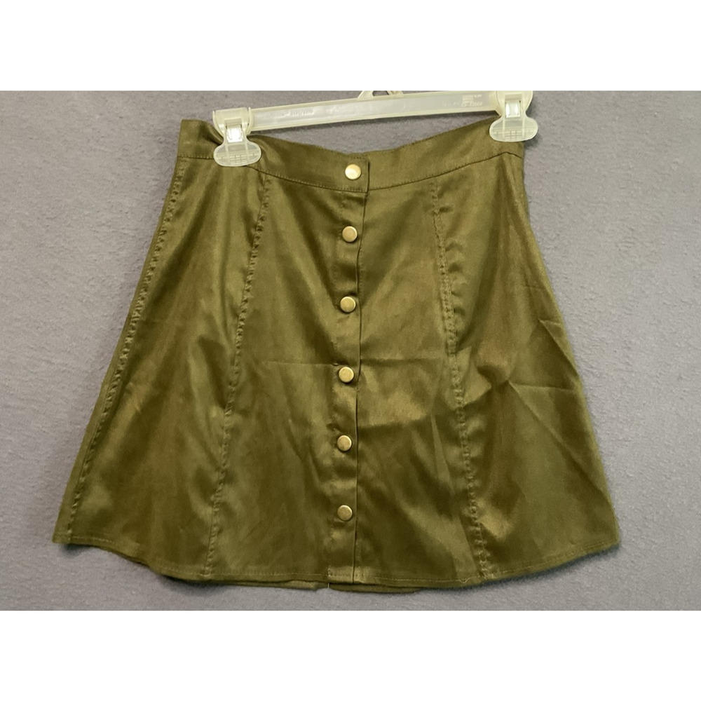 Button Front Skirt Womens (Juniors) Small A-Line Mini High Waist‎ Casual Modern